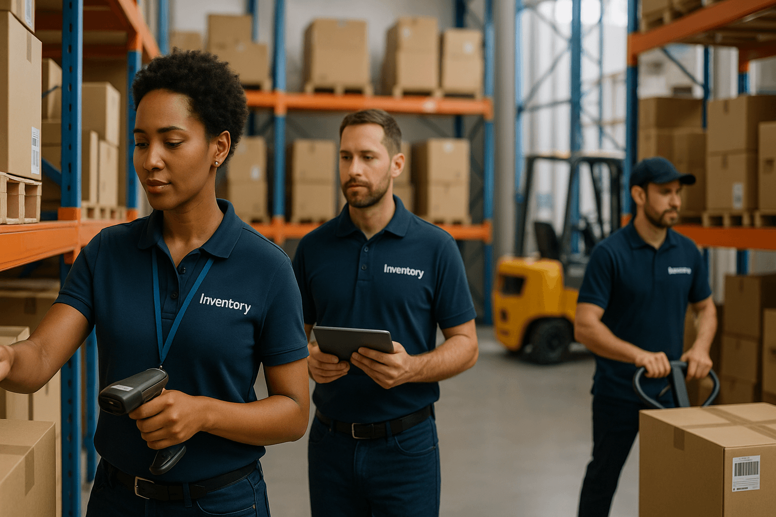 Operatori Inventory durante un inventario professionale